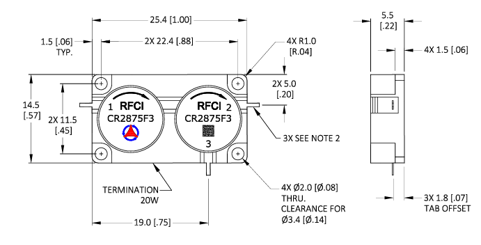 CR2875F3微波雙環行器RFCI CR2875F3微波雙環行器RFCI