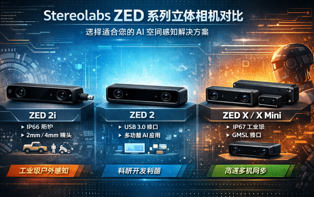 Stereolabs ZED 2i,ZED 2,ZED X,X Mini立體視覺相機對比